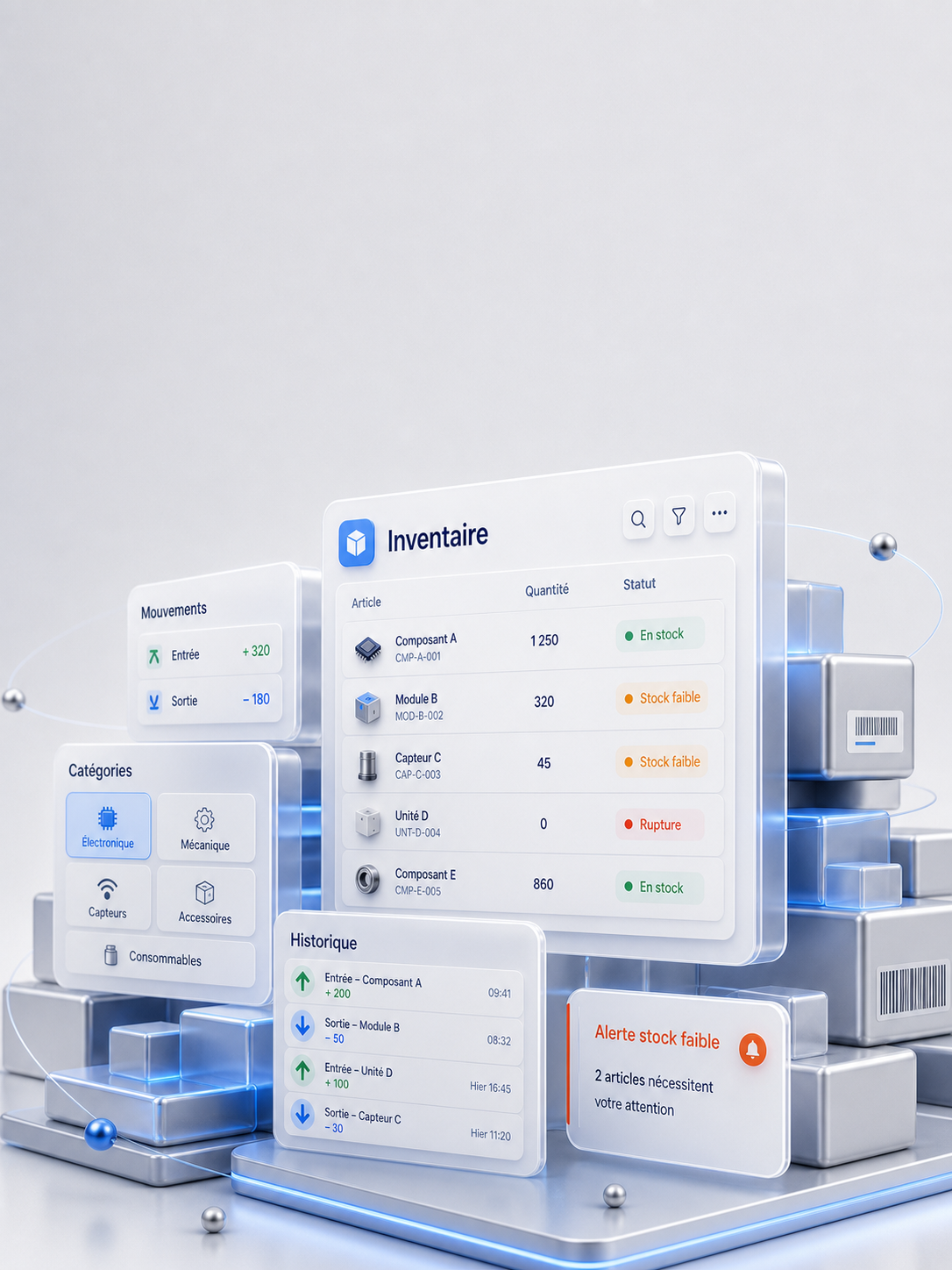 Apercu du module Inventaire Teams-Flow